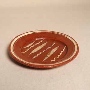 Handpainted Terracotta Decorative Plate - Rust Red & Cream Catch All
